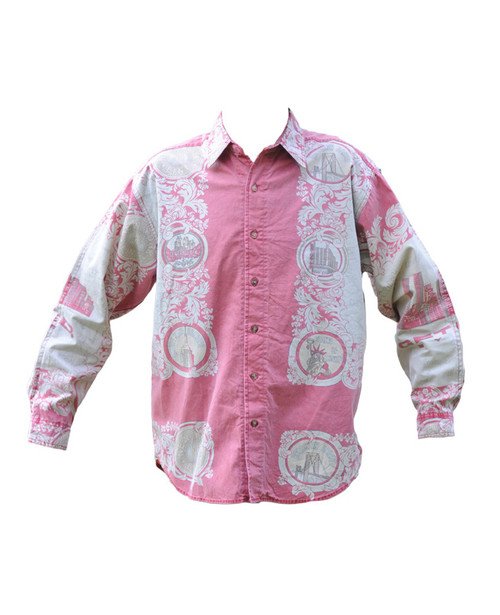 Vintage Pink and White Print Shirt