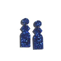 Martha Jean -Temple Earrings - Navy