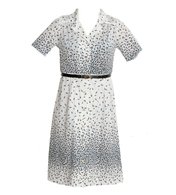 Vintage Black & White Ticker Tape Print Dress