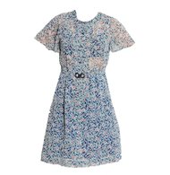 Vintage Blue Floral Dress & Matching Belt