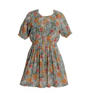 Vintage Green Toned Hibiscus Dress