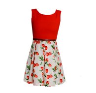 Vintage Red Citrus Print Dress