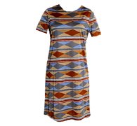 Vintage Gold & Blue Diamond Print dress