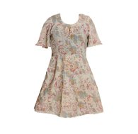 Vintage Cream & Pink Rose Print Dress