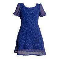 Vintage Blue & White Snow Print Dress