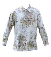 Vintage Cream Garden Print Cord Shirt
