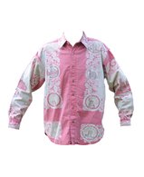 Vintage Pink and White Print Shirt