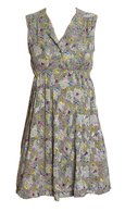 Vintage Green Floral Print Dress