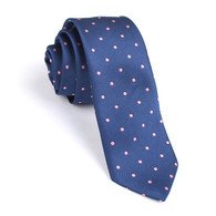 OTAA Navy Blue with Pink Polka Dot Skinny Tie
