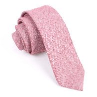 OTAA Red Maroon Herringbone Linen Skinny Tie