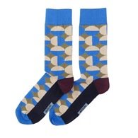 Marcello - Kahki with Blue and Cream Spots Socks