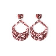 Martha Jean - Large Drop Pink Glitter Earrings